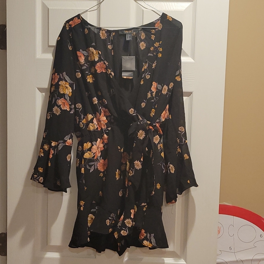 Forever 21 ruffled-leg, tie waist romper